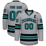 Custom Gray Aqua-Black Classic Style Hockey Jersey