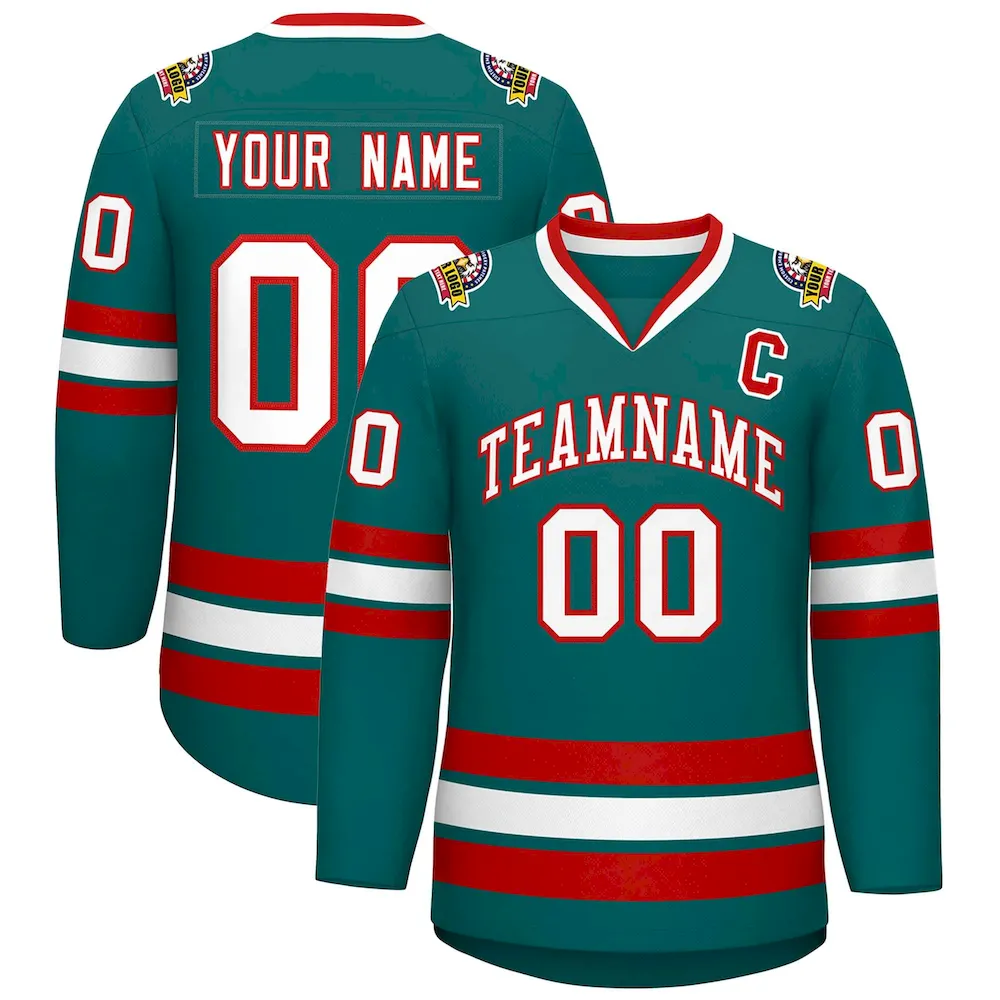 Custom Aqua Royal-White Classic Style Hockey Jersey