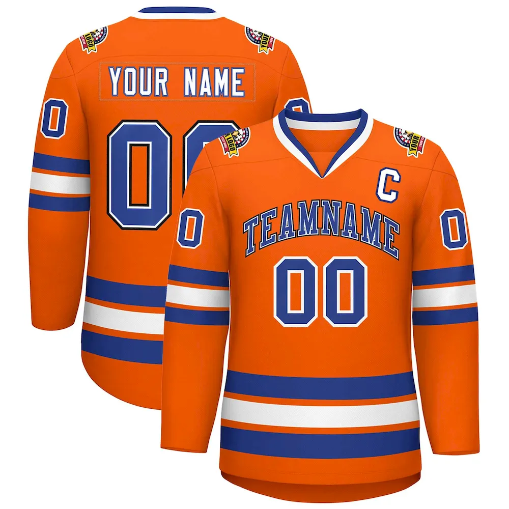 Custom Orange Navy-White Classic Style Hockey Jersey