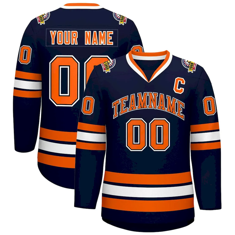 Custom Orange Royal Orange-White Classic Style Hockey Jersey