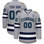 Custom Gray Navy Orange-White Classic Style Hockey Jersey