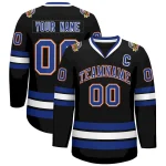 Custom Black Royal White-Orange Classic Style Hockey Jersey