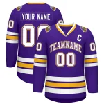 Custom Purple White Purple-Gold Classic Style Hockey Jersey