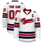 Custom White Gold-Navy Classic Style Hockey Jersey
