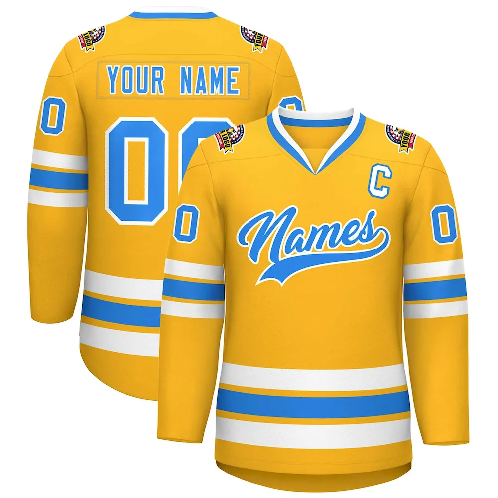 Custom Gold Black Red-White Classic Style Hockey Jersey