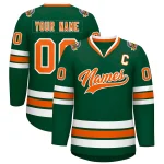 Custom Green Orange-White Classic Style Hockey Jersey