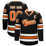 Custom Black Orange-White Classic Style Hockey Jersey