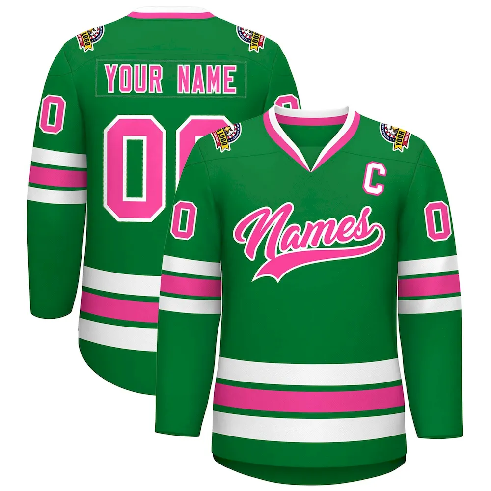 Custom Midnight Green White Olive-Gold Classic Style Hockey Jersey