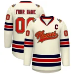 Custom Khaki Red Old Gold-Navy Classic Style Hockey Jersey
