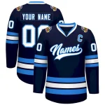 Custom Navy White-Powder Blue Classic Style Hockey Jersey