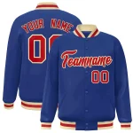 Custom Royal Red-Khaki Classic Style Varsity Full-Snap Letterman Jacket