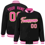 Custom Black Pink-White Classic Style Varsity Full-Snap Letterman Jacket