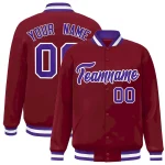 Custom Crimson Purple-White Classic Style Varsity Full-Snap Letterman Jacket