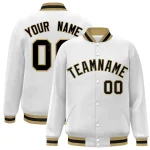 Custom White Black-Old Gold Classic Style Varsity Full-Snap Letterman Jacket