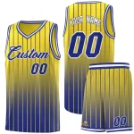 Custom Gold Royal Gradient Fashion Sets Sports Stripe Uniform Basketball Jersey