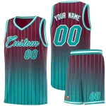 Custom Crimson Bright Green Gradient Fashion Sets Sports Stripe Uniform Basketball Jersey