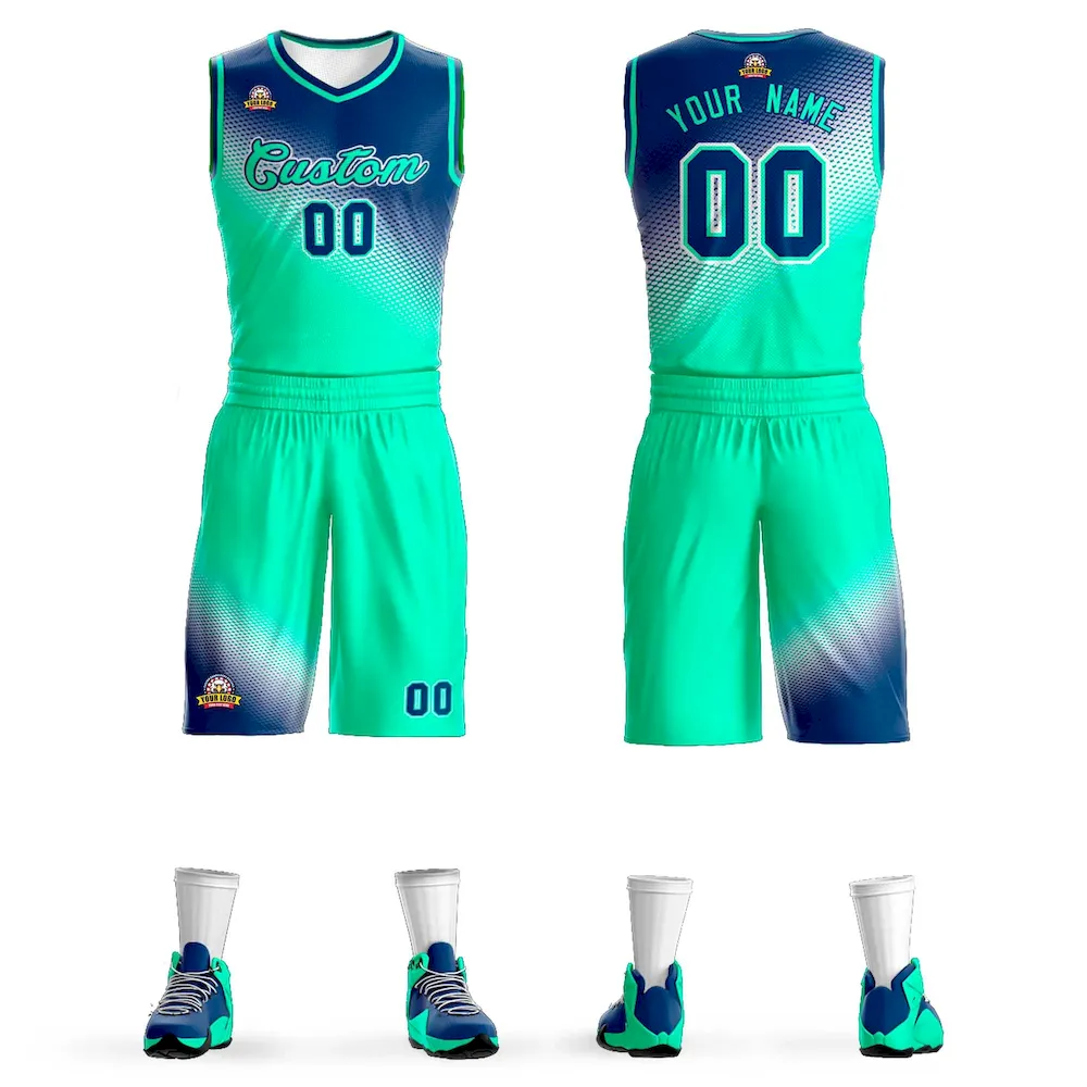 Custom Navy Neon Green Gradient Fashion Sports Uniform Basketball Jersey