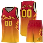 Custom Orange Light Green Gradient Design Irregular Shapes Pattern Sports Uniform Basketball Jersey