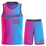 Custom Pink Blue Gradient Fashion Sets Basketball Jersey