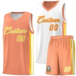 Custom White Orange-Yellow Double Side Sets Men Basketball Jersey