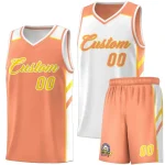 Custom Orange White-Yellow Double Side Sets Men Basketball Jersey