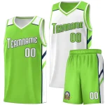 Custom Neon Green White Double Side Sets Men Basketball Jersey