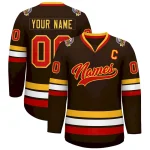 Custom Brown Red-Gold Classic Style Hockey Jersey