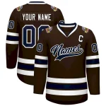 Custom Brown Kelly Green-White Classic Style Hockey Jersey