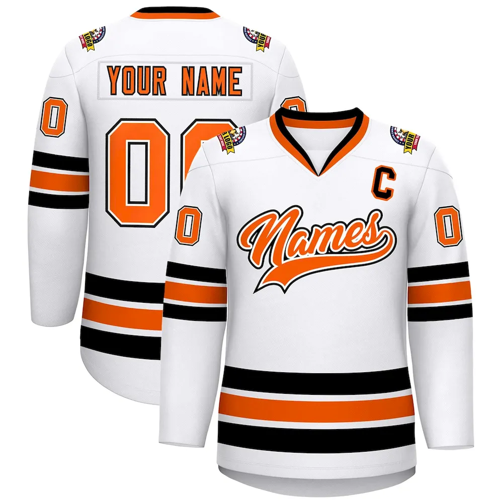 Custom Royal Orange Black-White Classic Style Hockey Jersey
