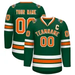 Custom Green Orange-White Classic Style Hockey Jersey
