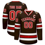 Custom Brown Red-White Classic Style Hockey Jersey