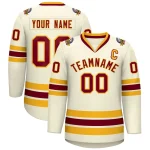Custom Khaki Crimson-Gold Classic Style Hockey Jersey