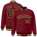 Custom Crimson Navy-Gold Classic Style Varsity Full-Snap Letterman Jacket