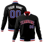 Custom Black Red-Royal Classic Style Varsity Full-Snap Letterman Jacket