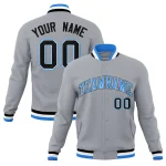 Custom Gray Gold-White Classic Style Varsity Full-Snap Letterman Jacket