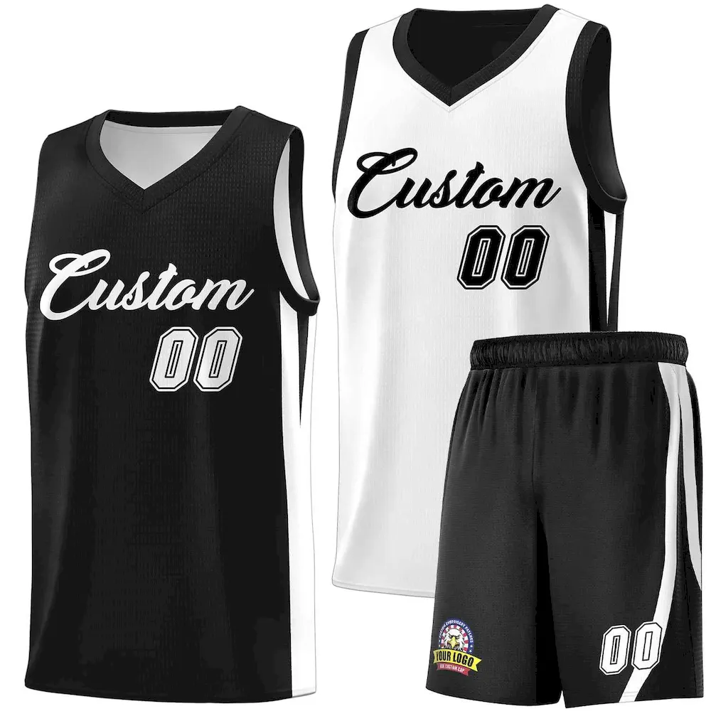 Custom White Red-Black Double Side Sets Men Basketball Jersey