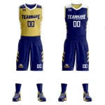 Custom Navy White Side Gradient Patttern Double Side Sports Uniform Basketball Jersey