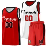 Custom White Red-Black Double Side Sets Men Basketball Jersey