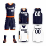 Custom Navy White Double Side Sets Design Sportswear Basketball Jersey
