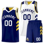 Custom Navy White-Yellow Double Side Sets Basketball Jersey