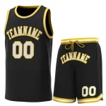 Custom Cream Navy-Yellow Classic Sets Basketball Jersey