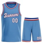 Custom Light Blue White-Red Classic Tops Men Casual Basketball Jersey