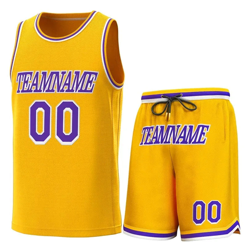 Custom Yellow Purple-White Classic Sets Basketball Jersey