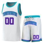 Custom White Teal Classic Sets Basketball Jersey