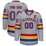 Custom Gray Royal Gold-Red Classic Style Hockey Jersey