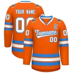 Custom Orange White-Powder Blue Classic Style Hockey Jersey