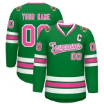 Custom Midnight Green White Olive-Gold Classic Style Hockey Jersey