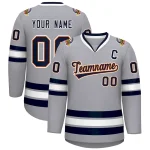 Custom Gray Navy Orange-White Classic Style Hockey Jersey