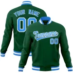 Custom Green White-Gray Classic Style Varsity Full-Snap Letterman Jacket
