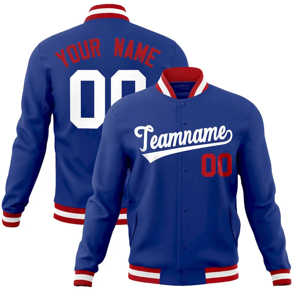 Custom Royal White-Gold Classic Style Varsity Full-Snap Letterman Jacket
